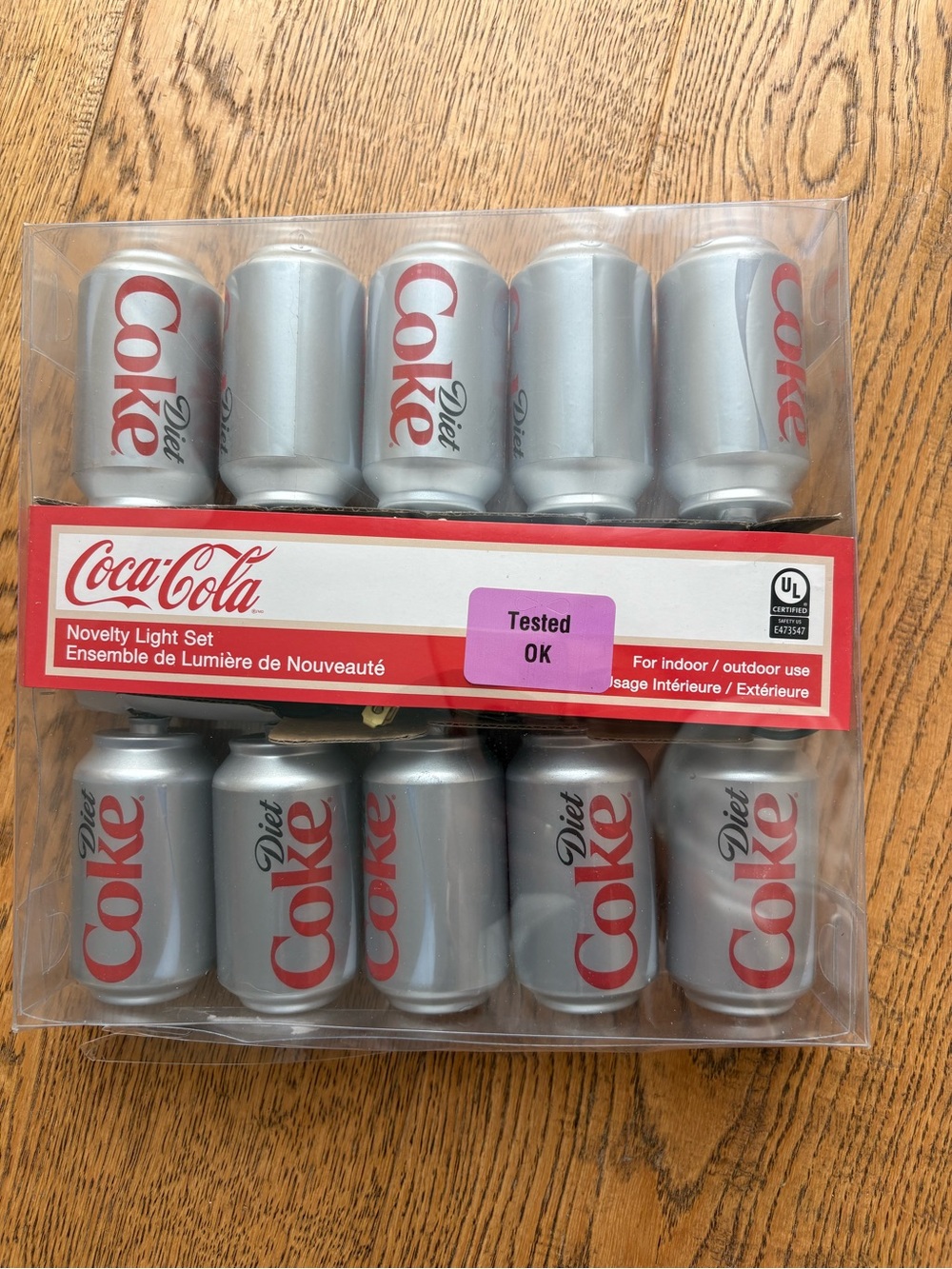 Coca-Cola Diet Coke Novelty Light Set - Silver and Red - NEW OPEN BOX
